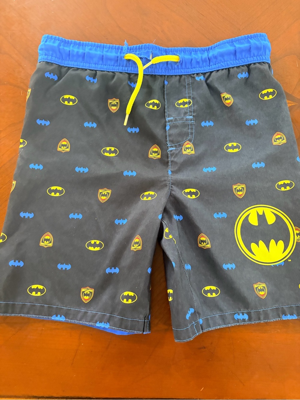 Batman Black Shorts with Blue Waistband and Yellow Logos